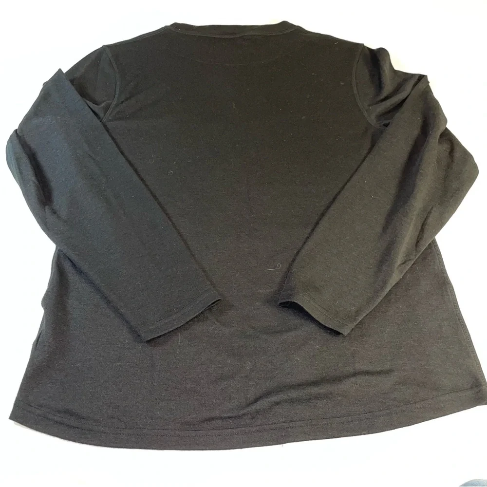 Omni-Wool Mens Base Layer Long Sleeve Shirt Black‎ Wool Blend Crew Neck Large
